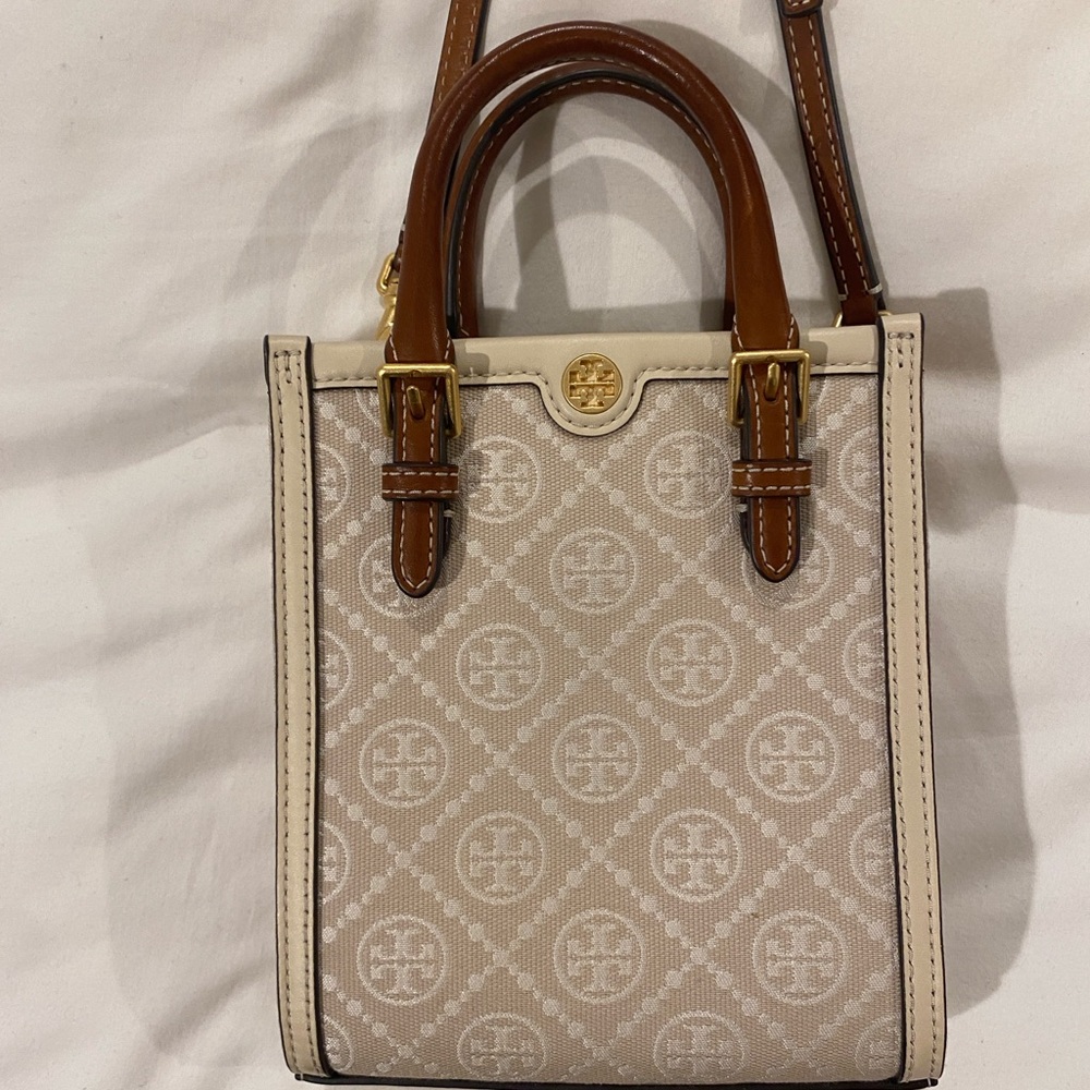 Tory Burch Cream and Brown Crossbody Bag